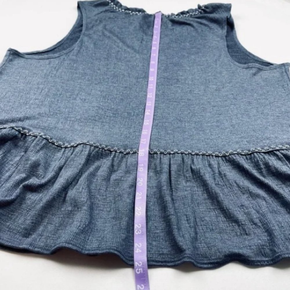 NWT MAX STUDIO Tassel Tie Split Neck Ruffle Sleeveless Tunic - Picture 6 of 9